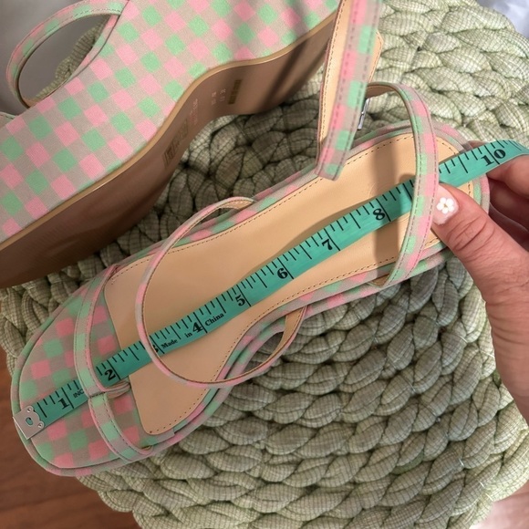 NEW Urban Outfitters UO Nora Strappy Green/Pink Plaid Platform Wedge Sandal - Picture 14 of 15